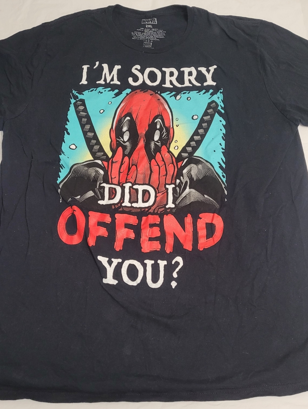 Marvel  Deadpool I'm Sorry Did I Offend You? T-shirt Mens 2XL Black